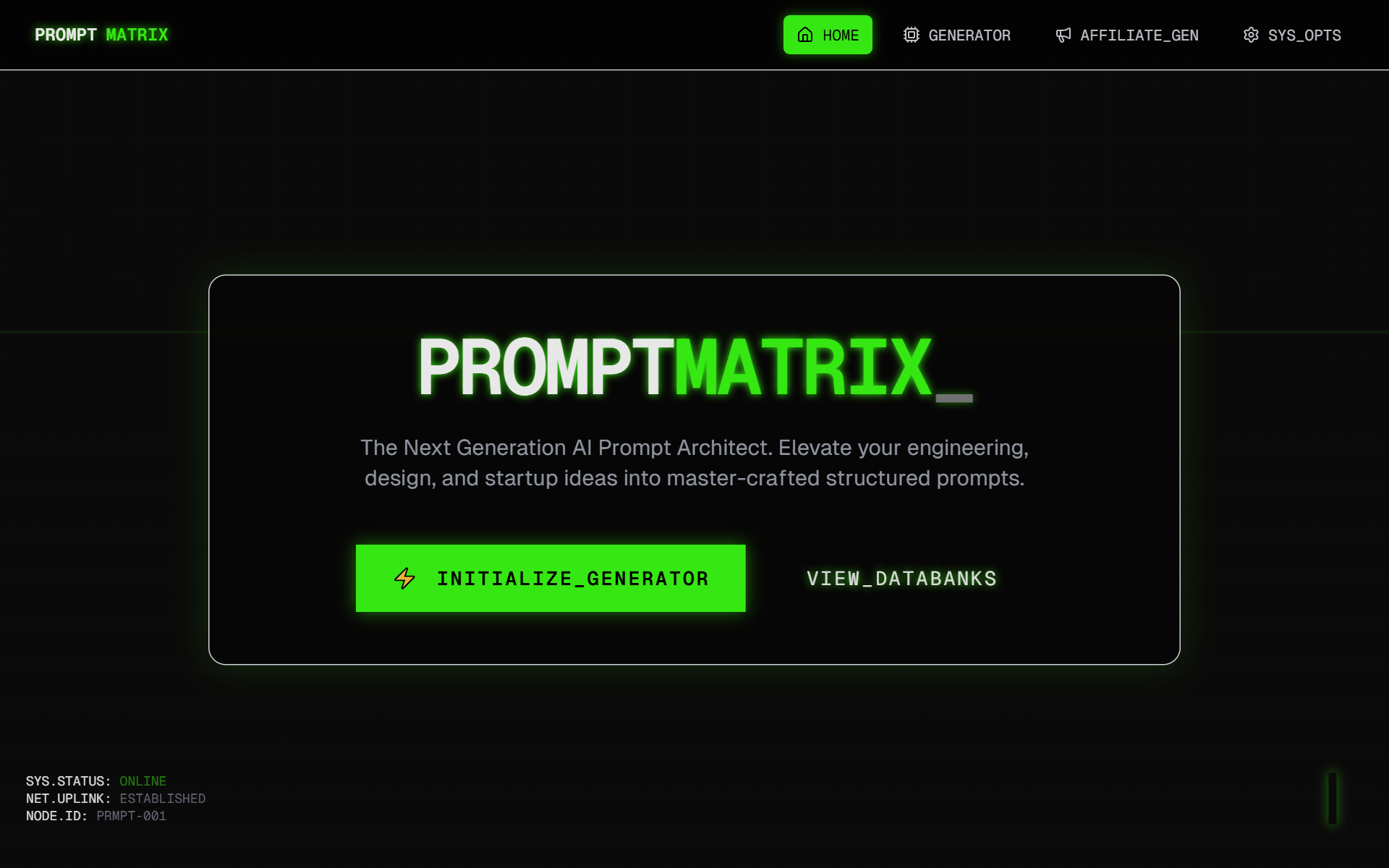 PromptMatrix - Terminal Architecture & CRT